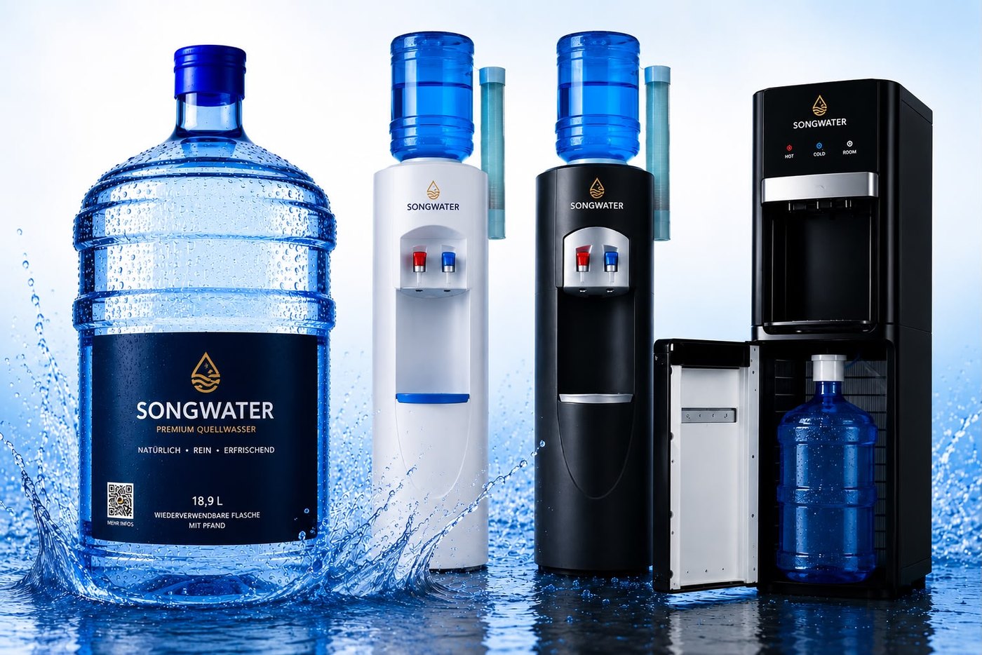 SongWater Wasserspender und 18,9-Liter-Flasche